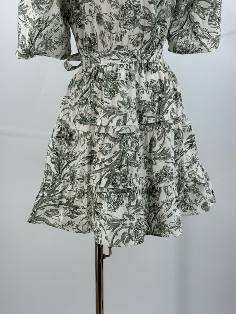 Caroline Constas Floral Wrap Mini Dress Puff Sleeve Romantic Summer Boho Chic - Picture 13 of 16